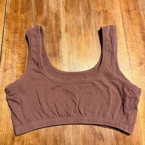 Brown Cropped Organic Cotton Bra